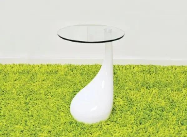 White Tear Drop End Table