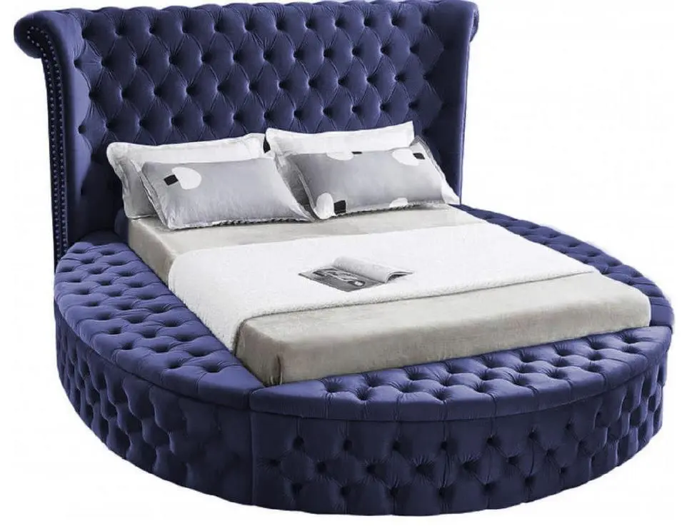 Luxus Button Tufted Velvet Round Bed - Image 7