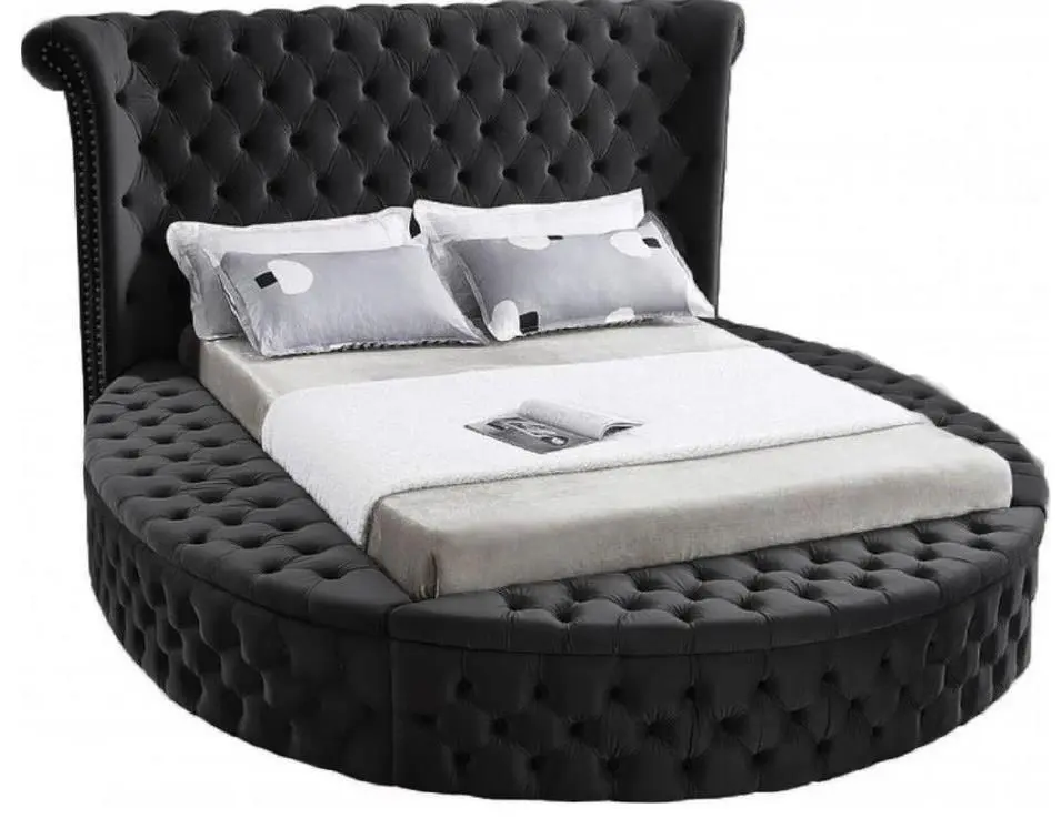 Luxus Button Tufted Velvet Round Bed - Image 8