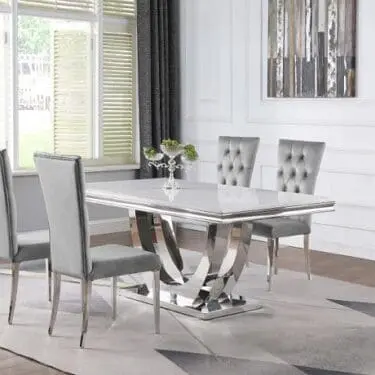 Kerwin Dining Room Set Grey & Chrome