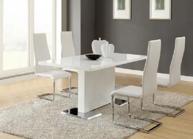 Anges 5PC Dining Set Glossy White - Image 4