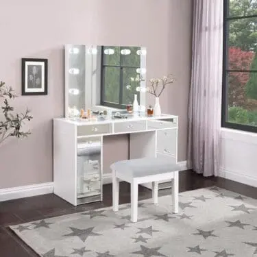 Taleida Vanity Set With Hollywood Lighting Mirror