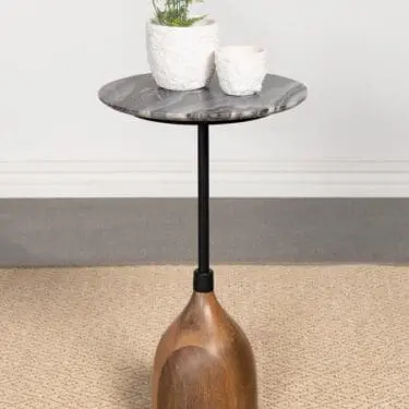 Ophelia Round Marble Top Side Table Black