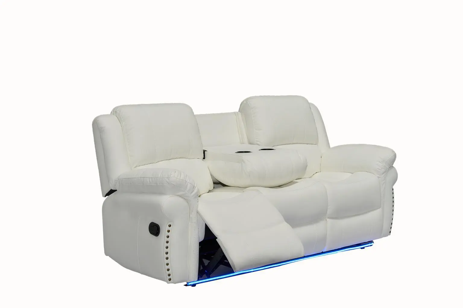 Cesar White Sofa Set w/Bluetooth Speakers & Led Light - Image 3