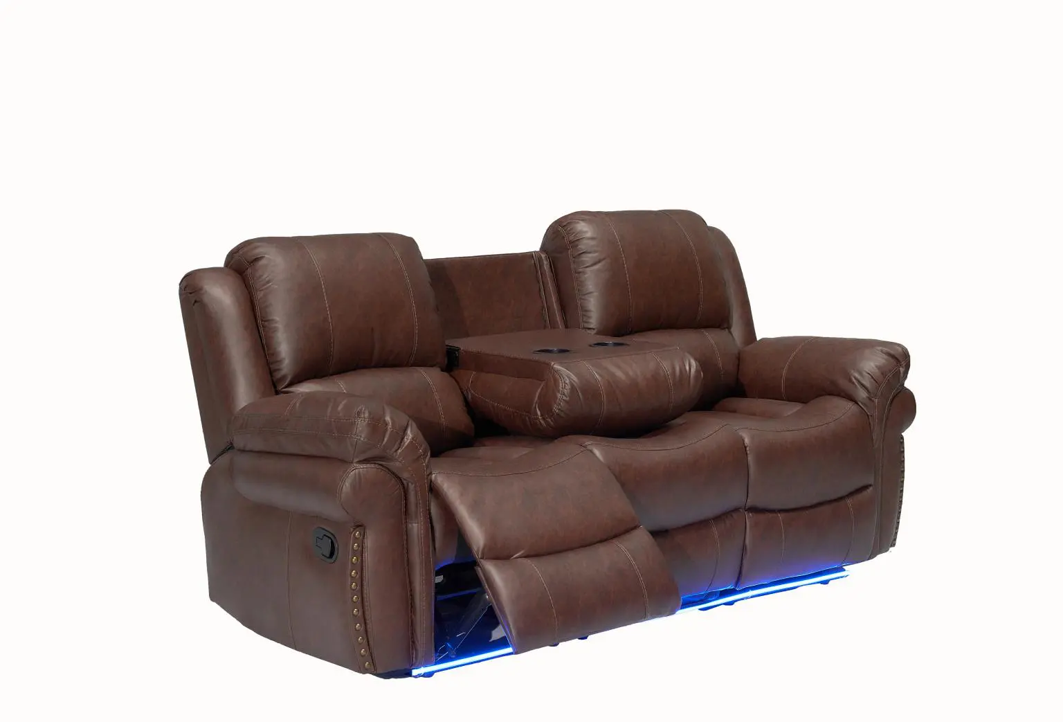 Cesar Brown Sofa Set w/Bluetooth Speakers & Led Light - Image 3