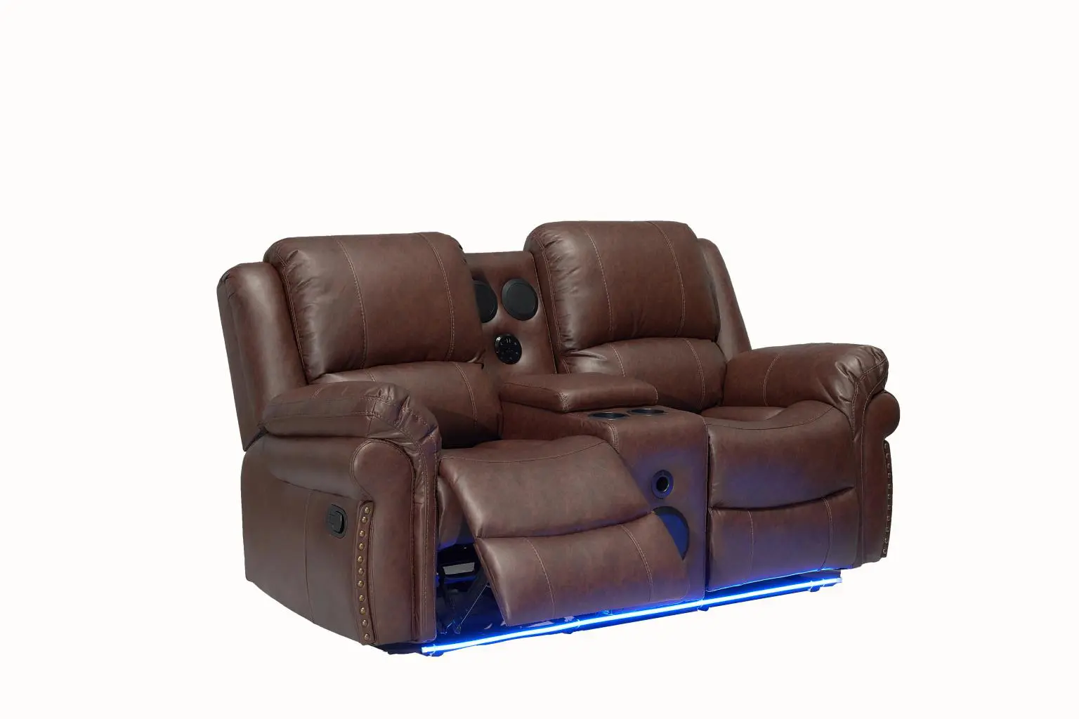 Cesar Brown Sofa Set w/Bluetooth Speakers & Led Light - Image 4