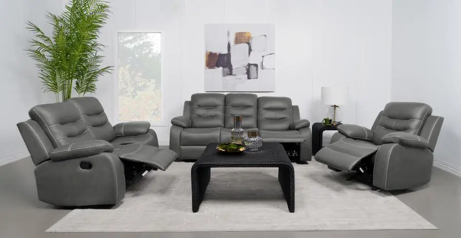 Nova Reclining Sofa Set Dark Grey - Image 2