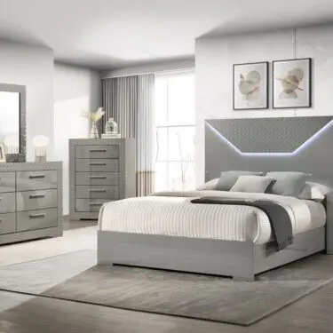 Ives Bedroom Set Grey High Gloss