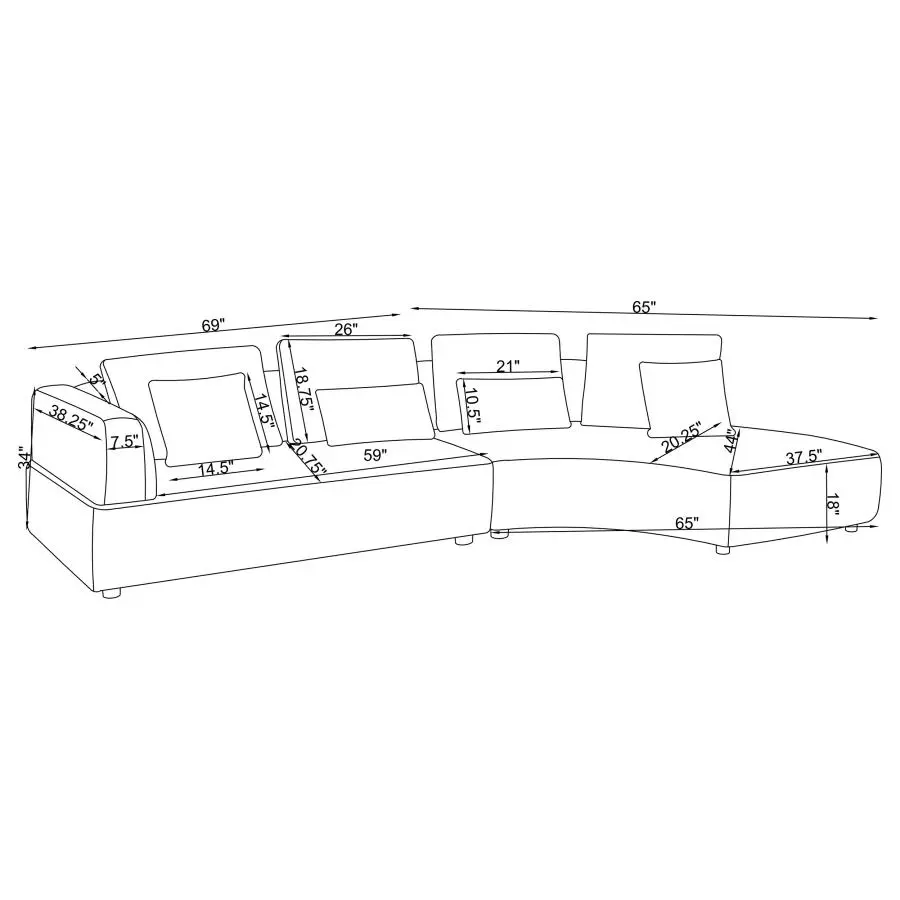 Toscano Upholstered Sectional Grey - Image 4