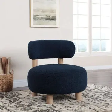 Zonie Boucle Upholstered Accent Chair Blue