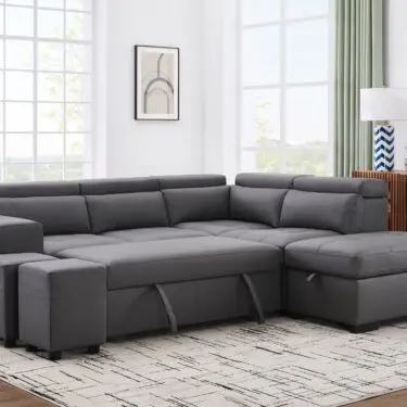 Positano Leather Sleeper Sectional
