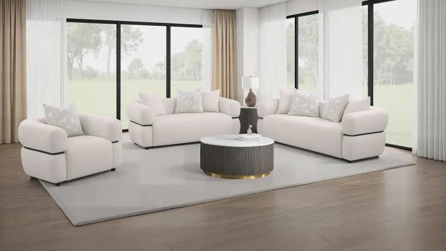 Jeanette Fabric Sofa Set Beige