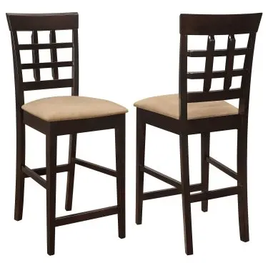 Gabriel Lattice-Back Upholstered Counter Chair Cappuccino (Set of 2)