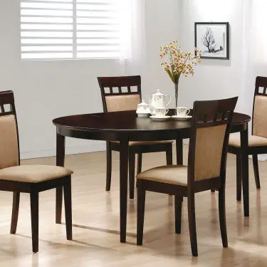 Gabriel Upholstered-Back Oval Extension Dining Set Cappuccino