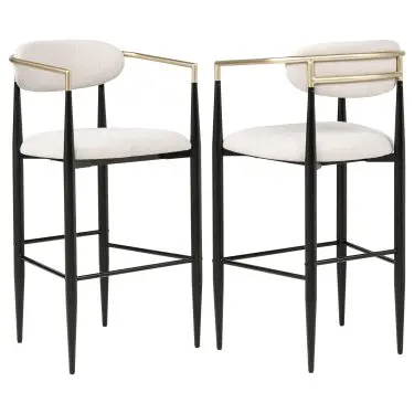 Tina Fabric Upholstered Bar Chair Beige (Set of 2)