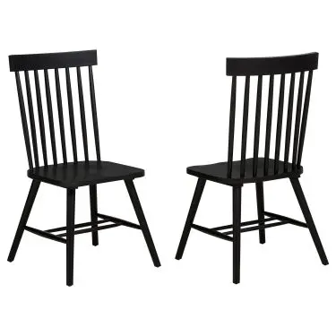 Andrews Windsor Spindle Back Dining Side Chair Black (Set of 2)