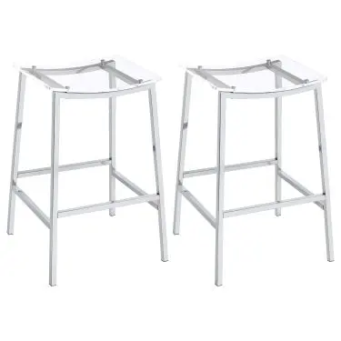 Jovani Acrylic Backless Bar Stool Chrome (Set of 2)