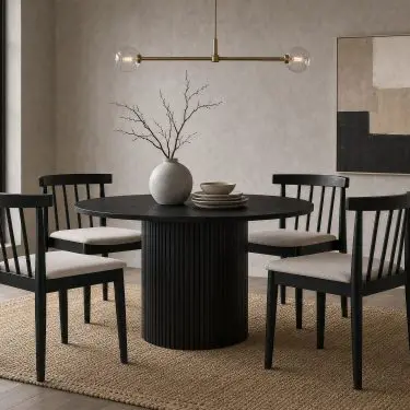 Hamlyn 5-piece Round Wood Dining Set Black