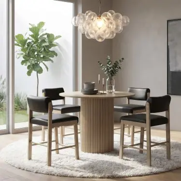 Hamlyn 5-piece Round Wood Counter Height Dining Set Natural Oak