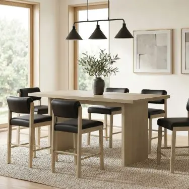 Decker 7-piece 70-inch Rectangular Counter Height Dining Set Natural Oak