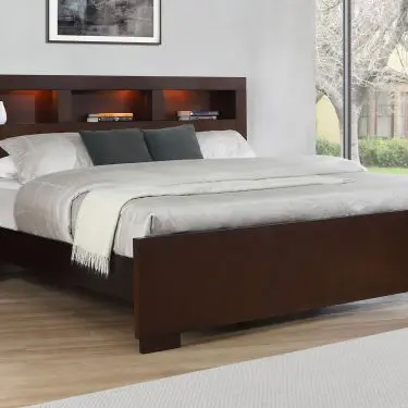 Jessica LED Bookcase Storage Bed Cappuccino