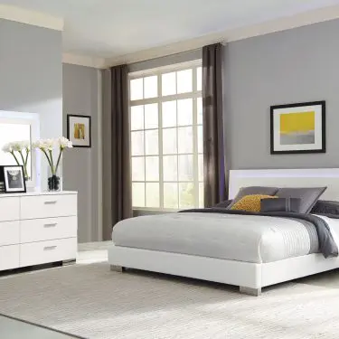 Felicity LED Bedroom Set White High Gloss