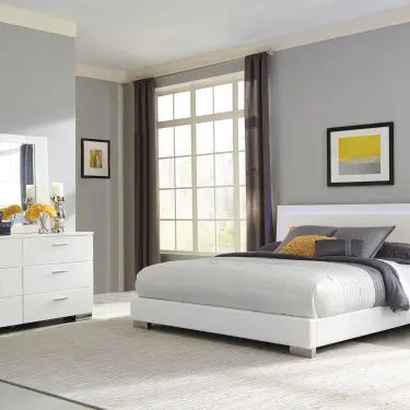 Felicity LED Bedroom Set White High Gloss