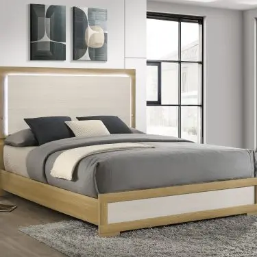 Hyland LED Panel Bed Natural and White