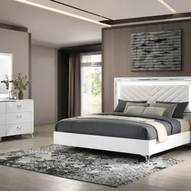 Cassia LED Bedroom Set White High Gloss