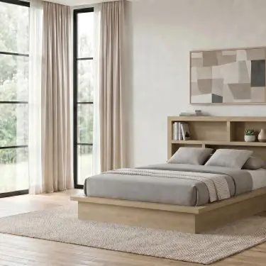 Hendricks Bookcase Platform Bed Light Oak