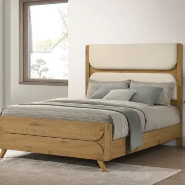 Bennett Upholstered Panel Bed Light Oak
