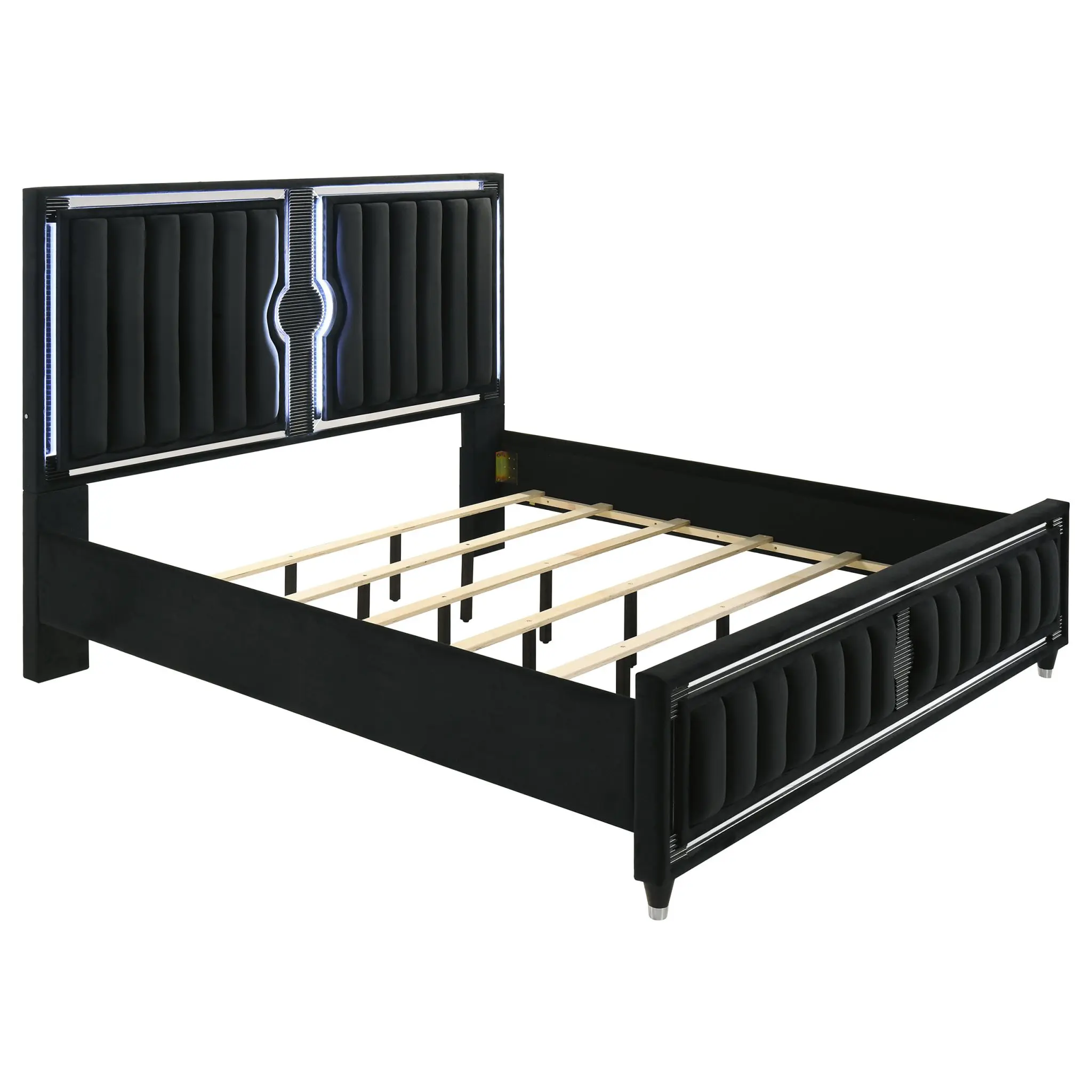 Ravenne Velvet Upholstered LED Bed Black - Image 3
