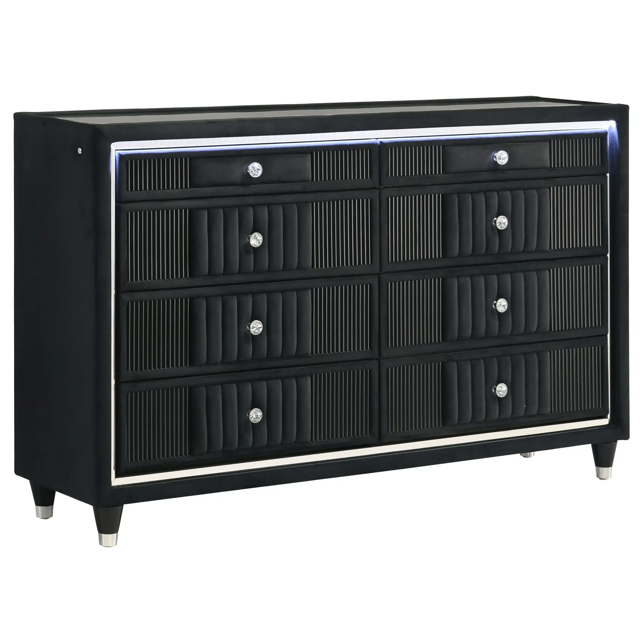 Ravenne Velvet Upholstered LED Bed Black - Image 7