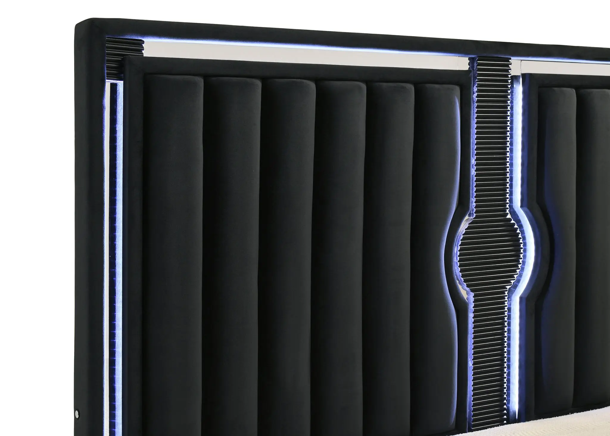 Ravenne Velvet Upholstered LED Bed Black - Image 11