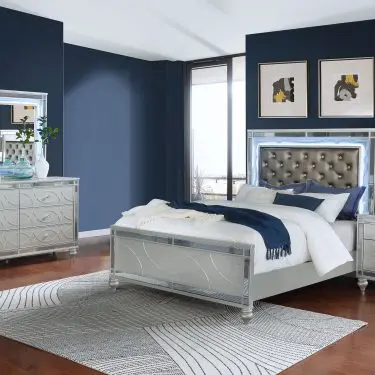 Gunnison Bedroom Set Silver Metallic