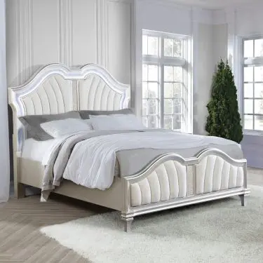 Evangeline LED Panel Bed Silver Oak