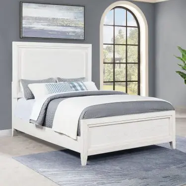 Marielle Upholstered Bed Beige and Walnut