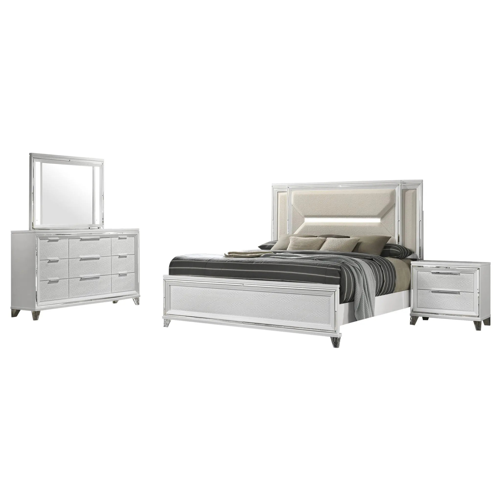 Marmore Bedroom Set White - Image 2