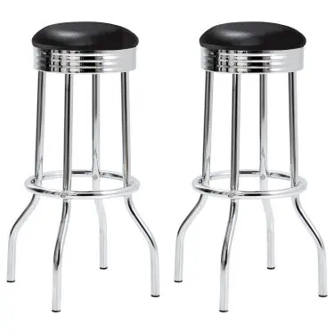 Retro Upholstered Metal Swivel Bar Stool (Set of 2)