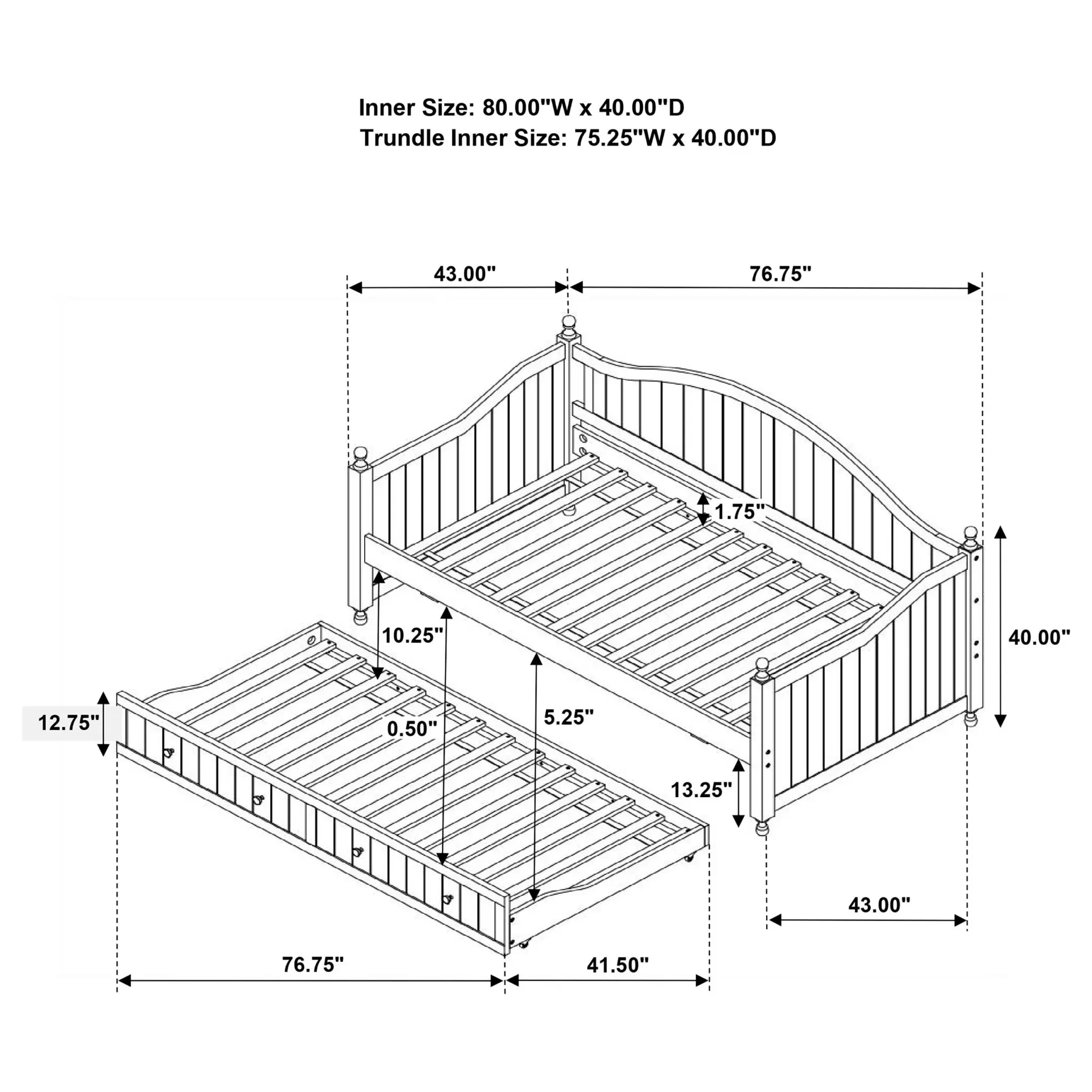Julie Ann Daybed with Trundle White - Image 13