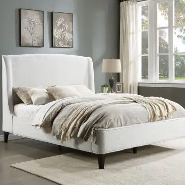 Mosby Upholstered Wingback Bed Snow