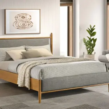 Mason Platform Bed Grey and Light Brown