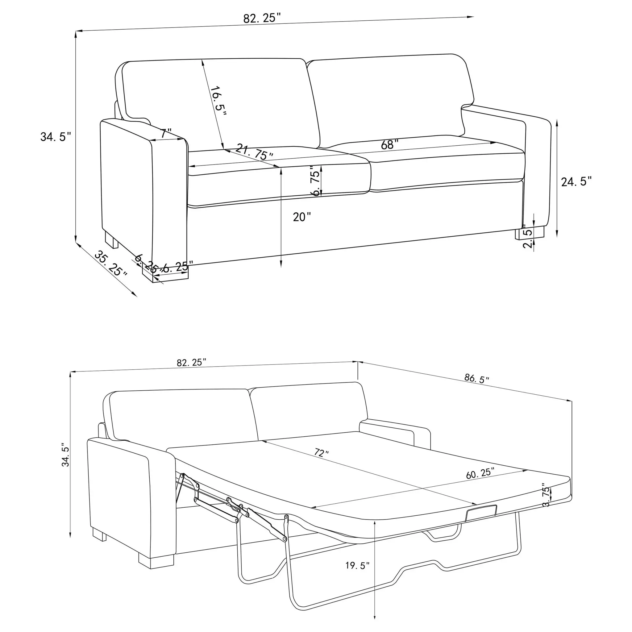 Simpson Sleeper Sofa with Queen Mattress Grey - Image 12