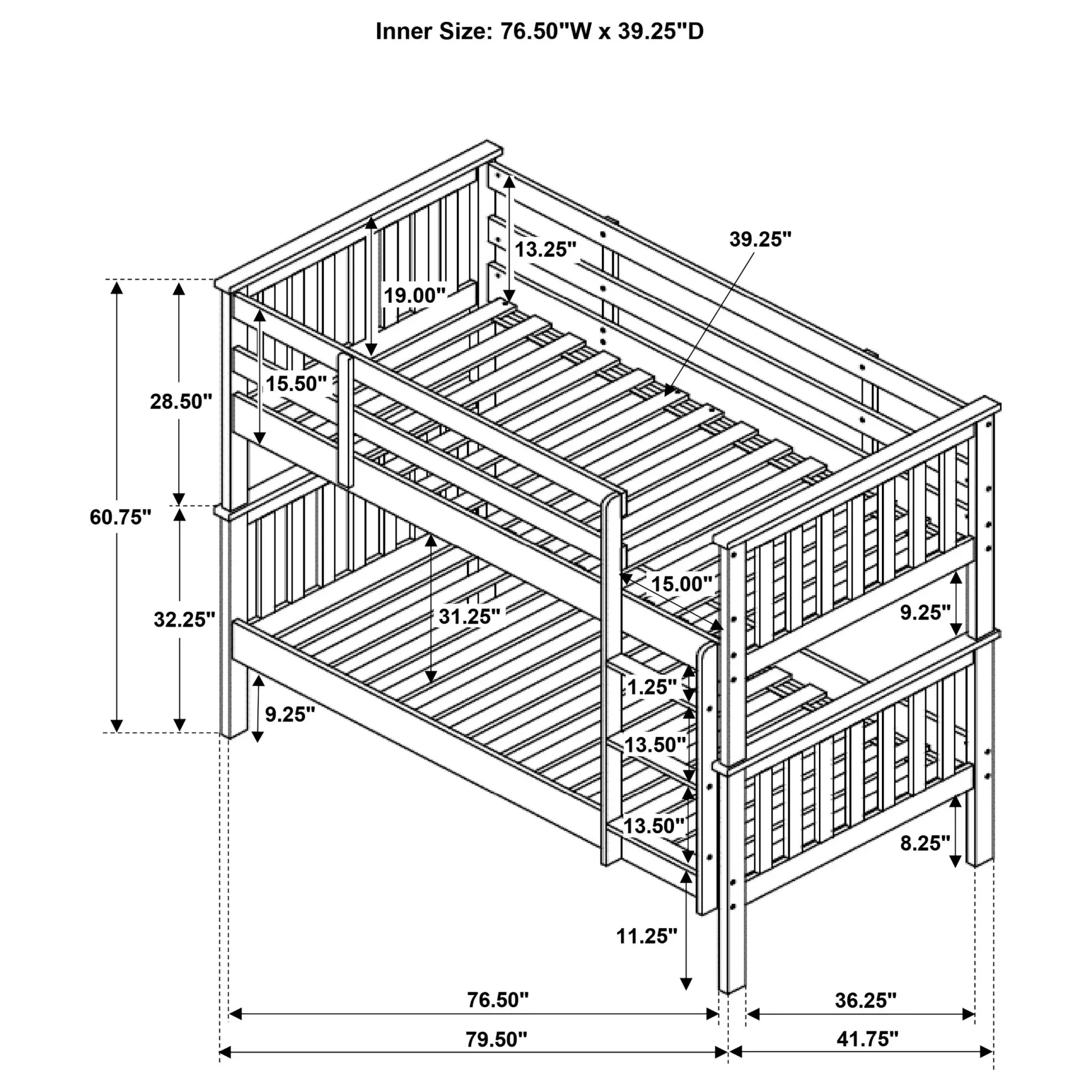 Chapman Bunk Bed Twin over Twin White - Image 5