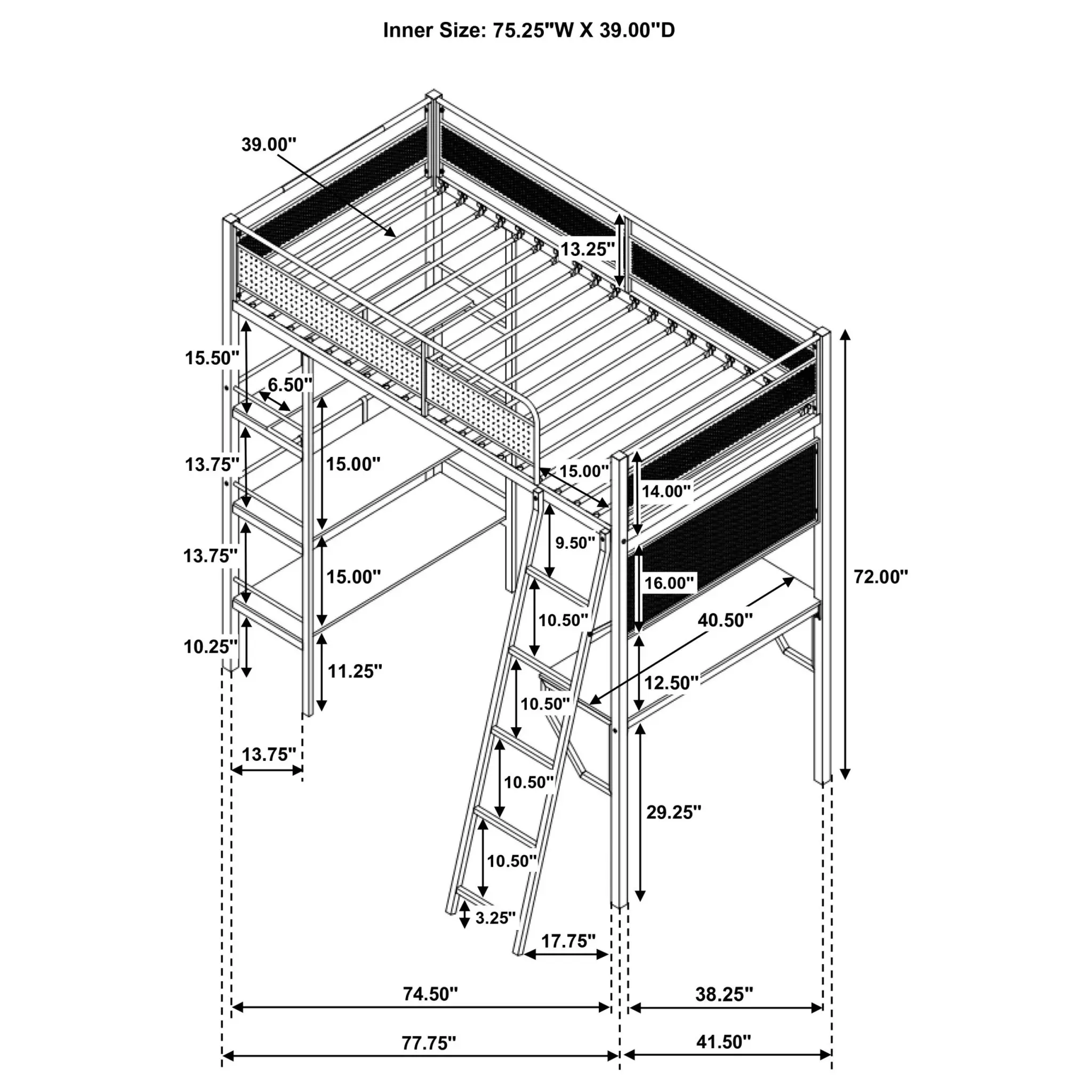 Campus Loft Bed with Desk - Image 8