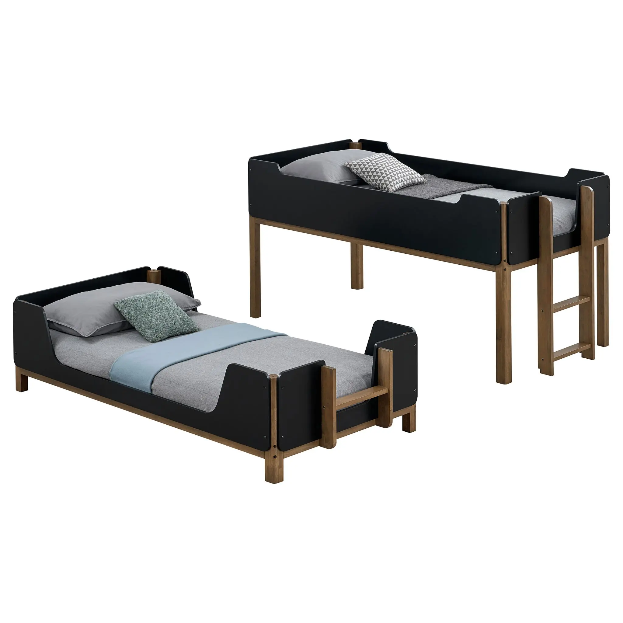 Morris Bunk Bed Twin over Twin Walnut and Black - Image 8