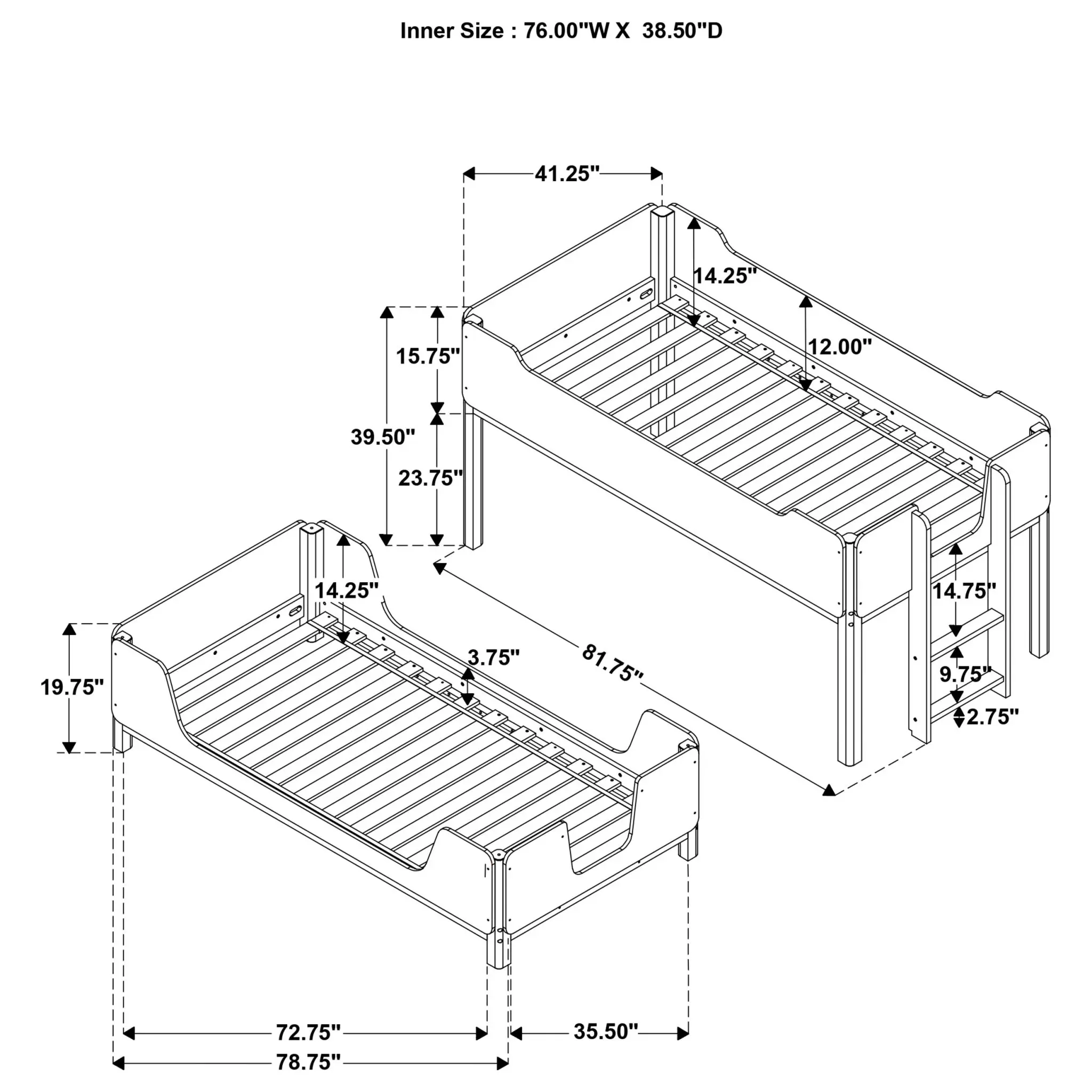 Morris Bunk Bed Twin over Twin Walnut and Black - Image 13