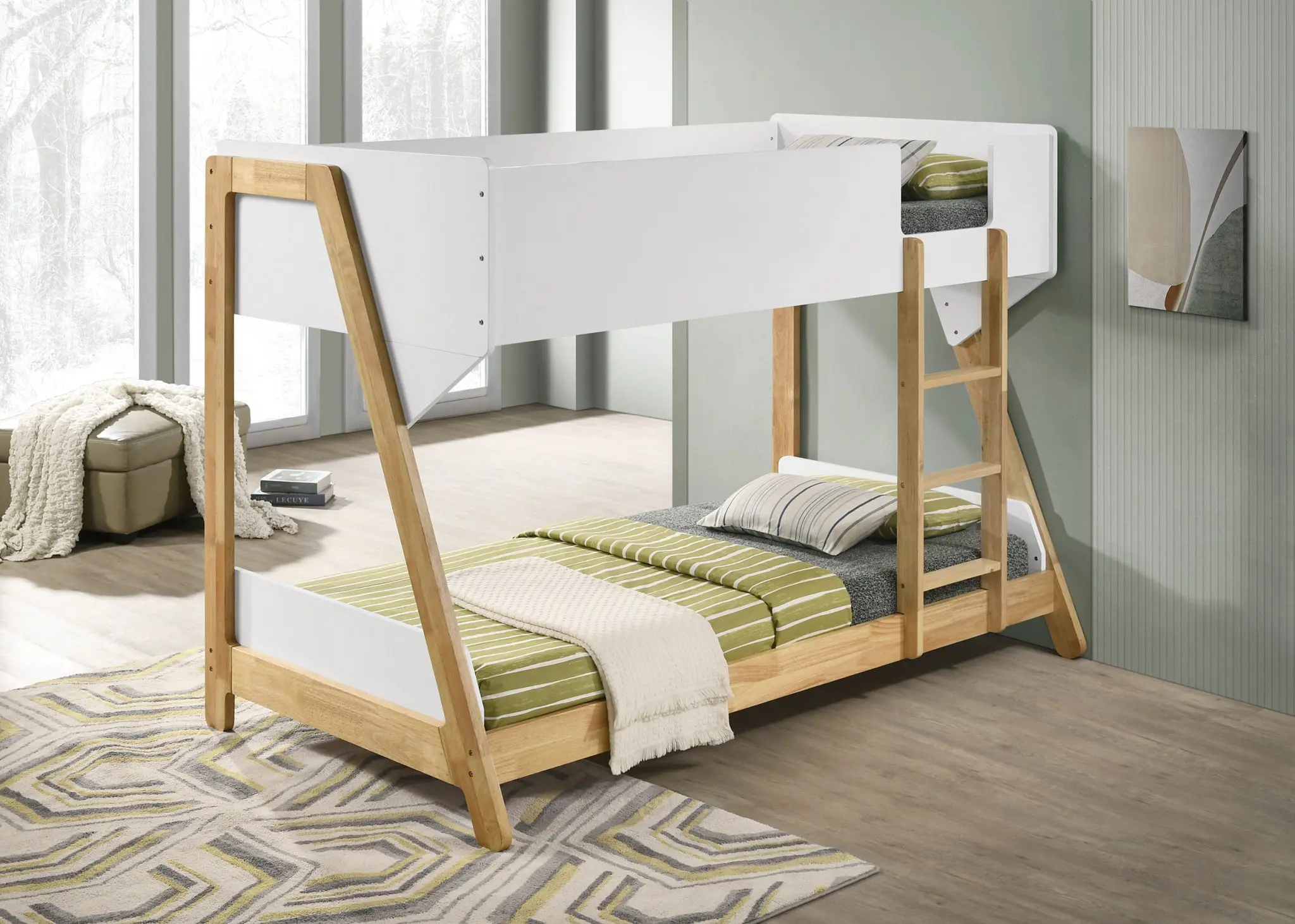 Wyatt Bunk Bed Twin over Twin White and Natural