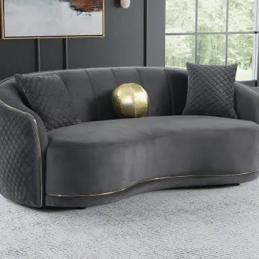 Brookside Velvet Curved Sofa Dark Grey