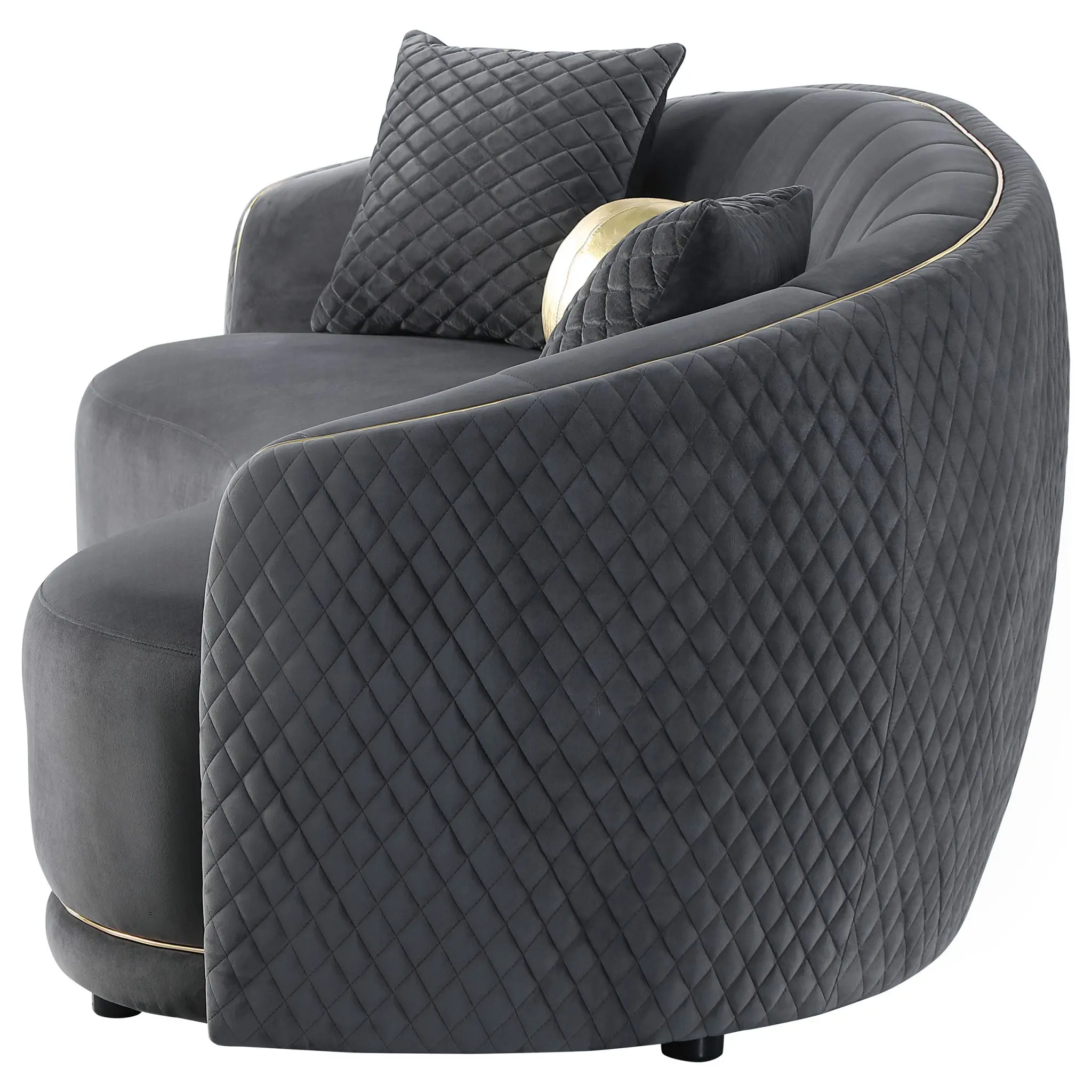 Brookside Velvet Curved Sofa Dark Grey - Image 5